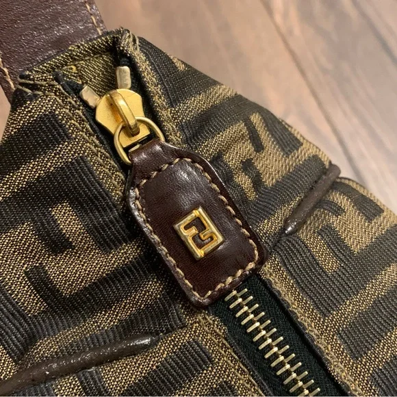 ❌SOLD❌ Vintage Fendi Zucca Brown Monogram Canvas Convertible Boston Bag - Picture 10 of 14